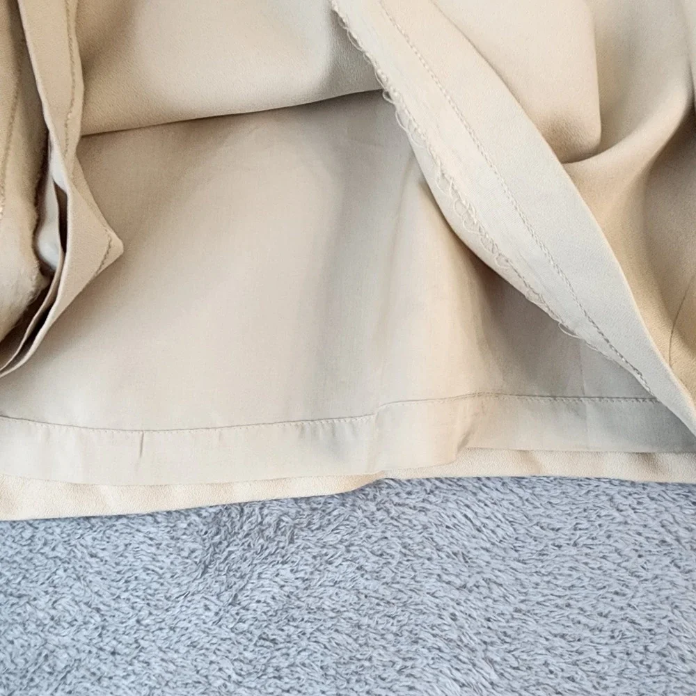 Liz Claiborne Skirt Womens Size 16 Beige 100% Silk A-Line Faux Wrap Knee Length